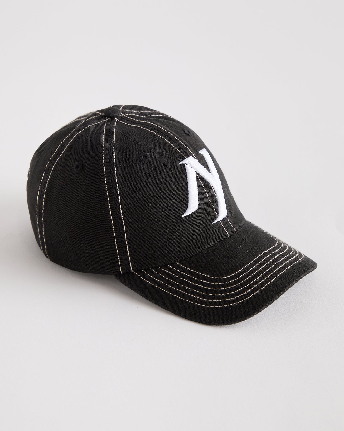 The "New" NY Cap - Black / Contrast Stitch