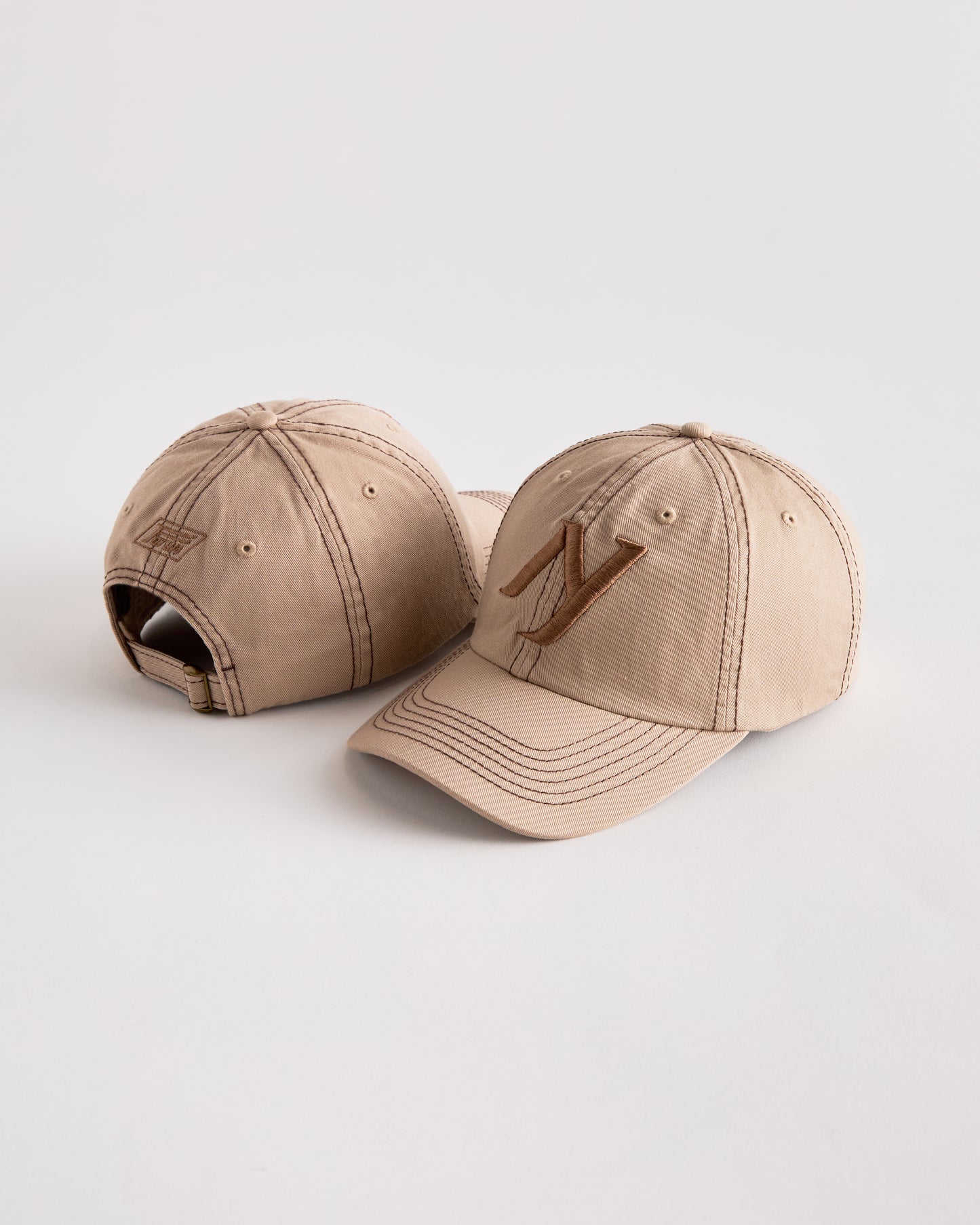 The "New" NY Cap - Khaki / Contrast Stitch